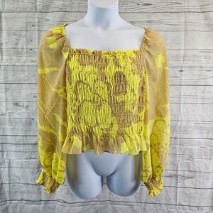 Floral Smocked Blouse in Yellow